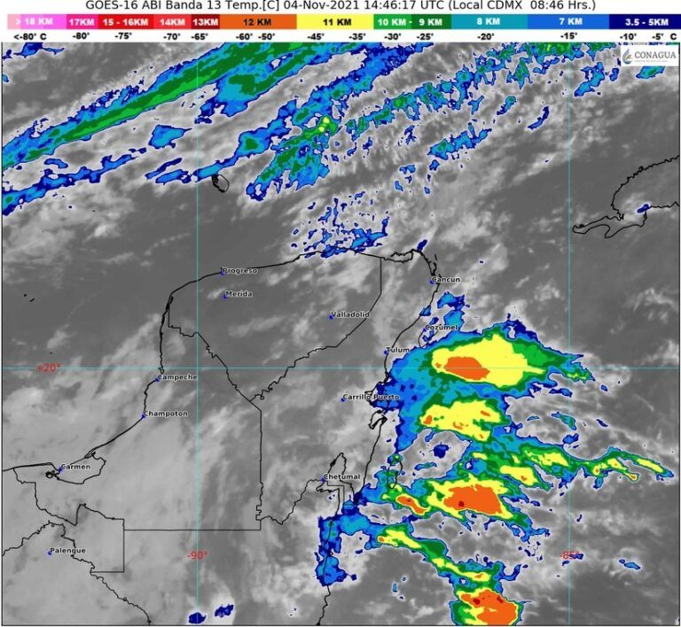Frente frío provocará lluvias y heladez en Quintana Roo