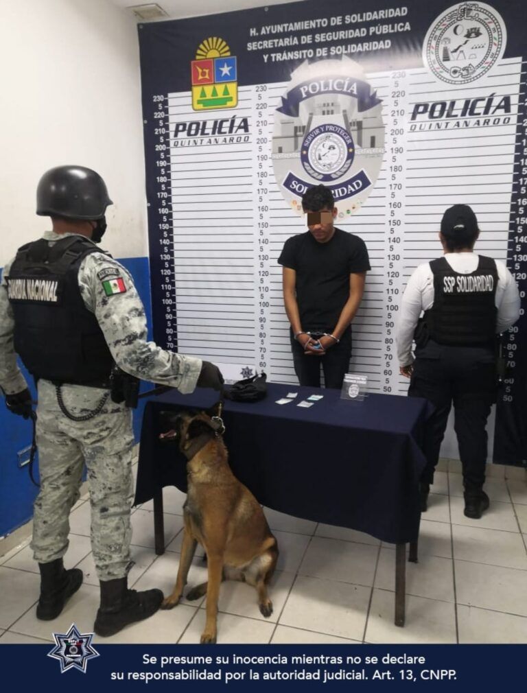 Aseguran a sujeto en posesión de drogas en muelle fiscal de Playa del Carmen
