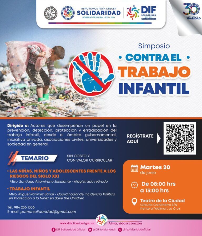 DIF Solidaridad invita al “Simposio Contra el Trabajo Infantil”