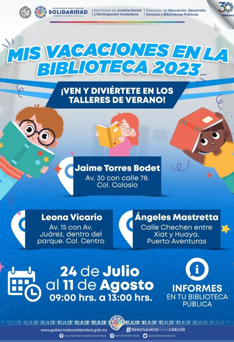 Gobierno de Solidaridad anuncia Curso de Verano en bibliotecas