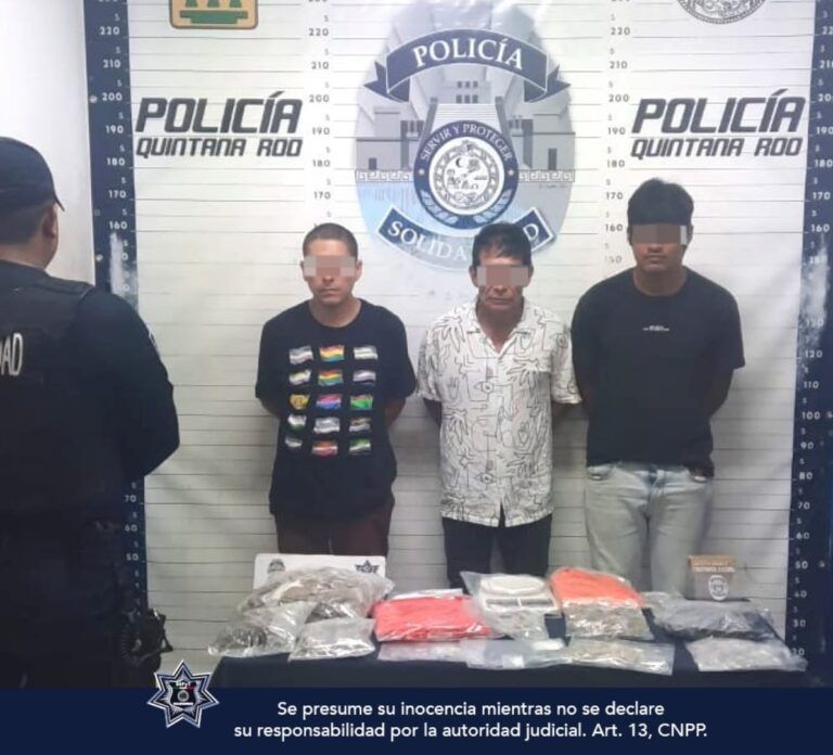 Aseguran en Playa del Carmen a cuatro presuntos narcomenudistas