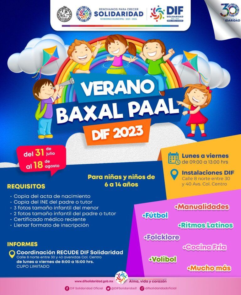 El DIF Solidaridad invita al Verano Baxal Paal 2023