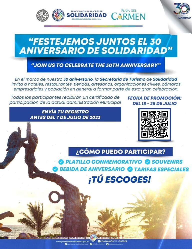 Solidaridad invita a empresarios a sumarse a los festejos del 30 Aniversario del municipio