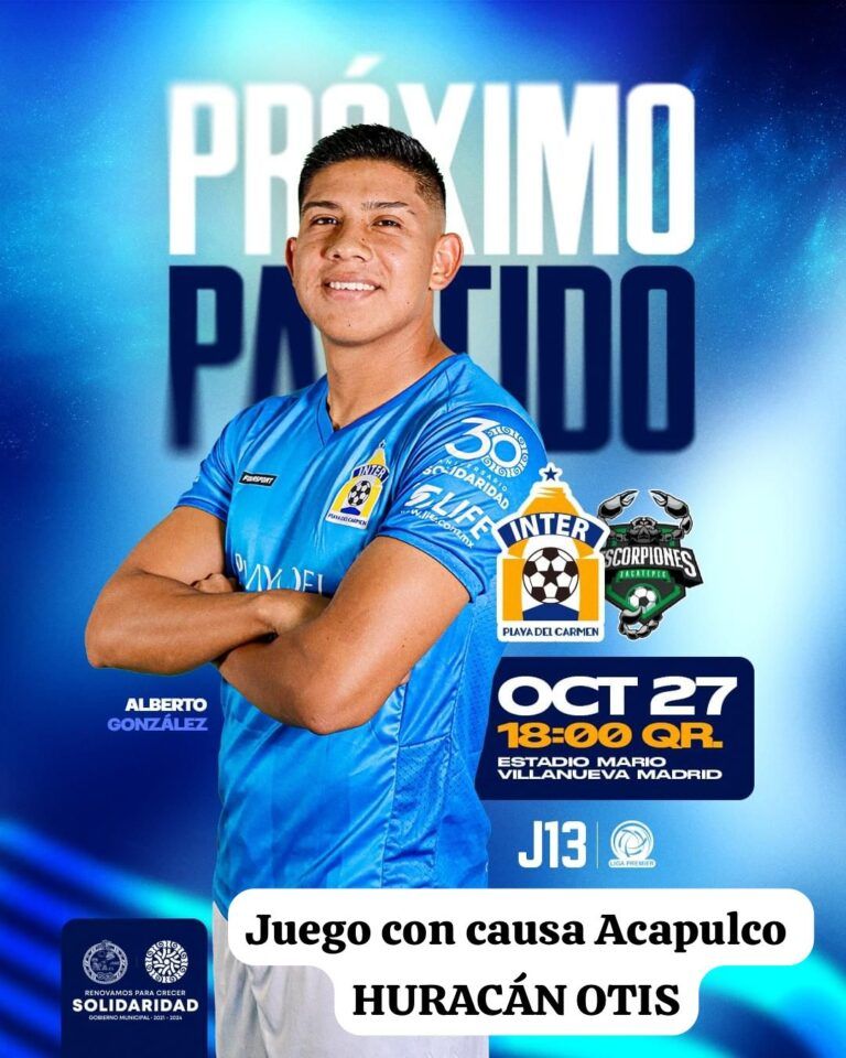 Convoca el Inter Playa del Carmen a donar víveres para los damnificados por el huracán Otis