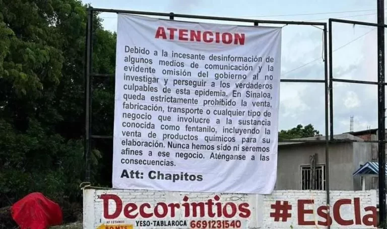 Narcomantas en Sinaloa desvinculan a “Chapitos” del negocio de Fentanilo