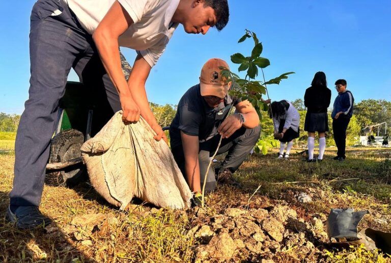 Jóvenes reforestan el Cecyte, plantel Leona Vicario