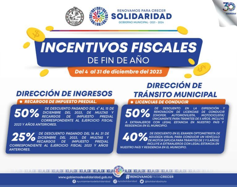 Ayuntamiento de Solidaridad otorgará descuentos en “El Buen Fin”