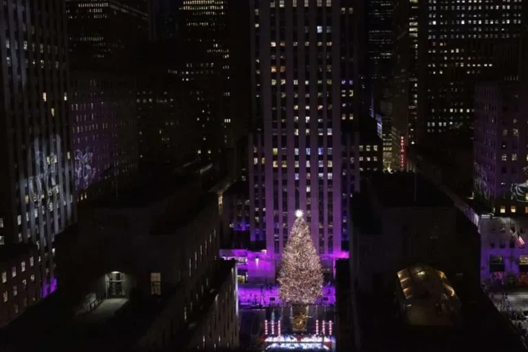 Protestas pro palestinas en NY durante encendido del árbol