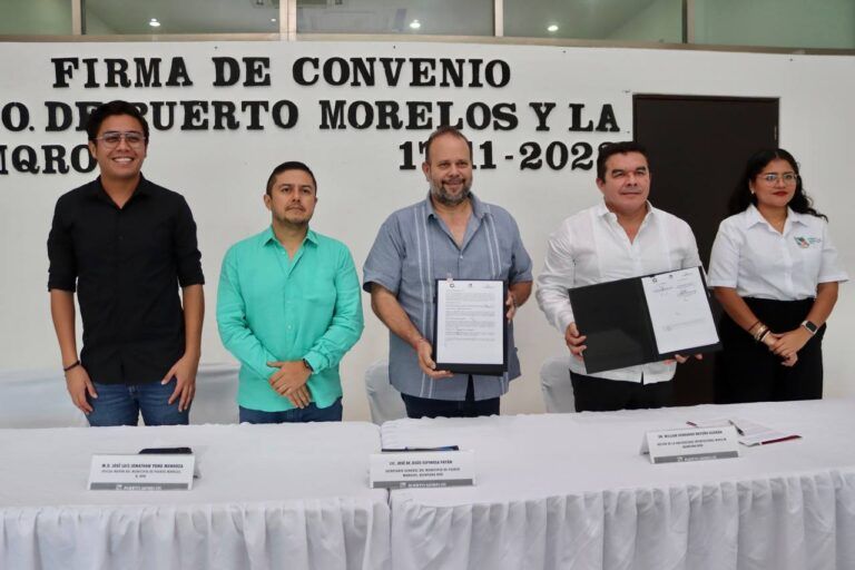 Firma gobierno de Puerto Morelos convenio con la Universidad Intercultural Maya de Quintana Roo