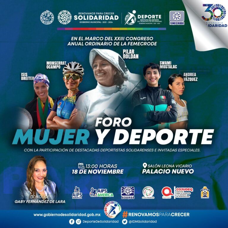 Mujeres destacadas del deporte solidarense compartirán experiencias en el Congreso Anual Ordinario de la FEMECRODE en Playa del Carmen