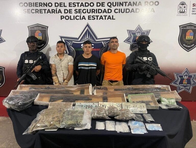 Tras persecución, detienen a tres presuntos delincuentes en Cancún