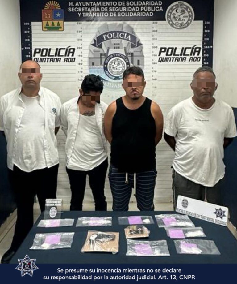 Detienen a 4 presuntos narcomenudistas en Playa del Carmen