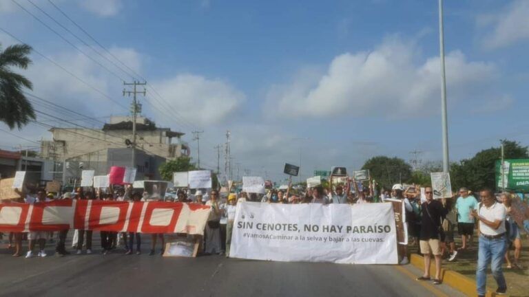 Ambientalistas cierran carretera federal en protesta por obras del Tren Maya