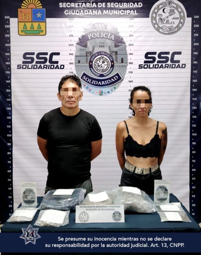 Policías de Solidaridad aseguran una pareja en posesión de posible marihuana