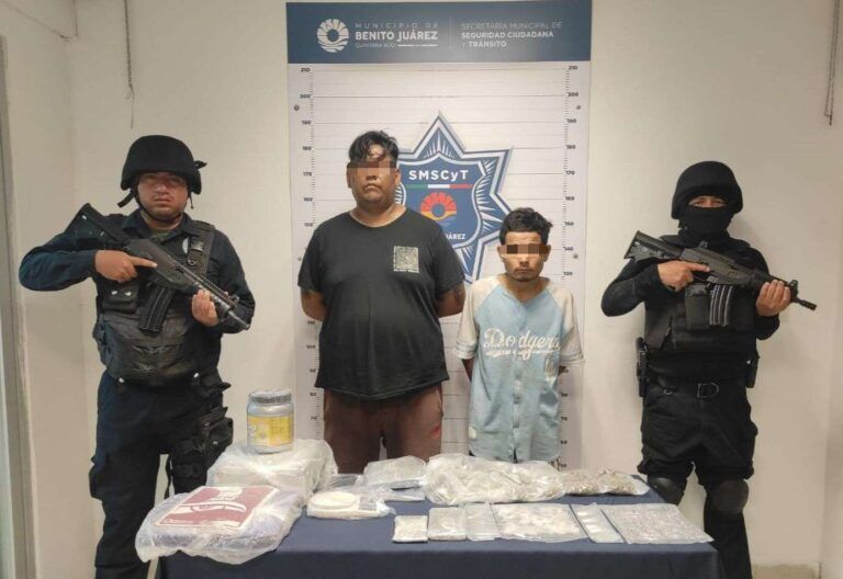 Rescatan en Cancún a dos personas secuestradas y detienen a los responsables con diversas dosis de droga