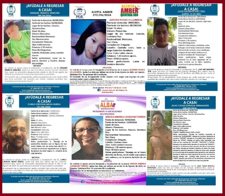 Diez personas desaparecidas en Cancún durante el último mes