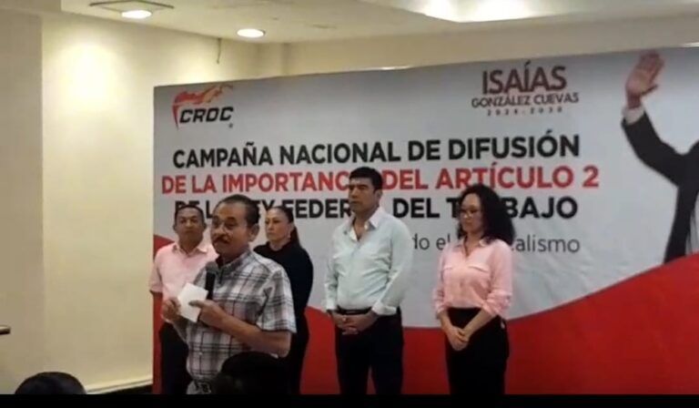 Martín De la Cruz Gómez, líder croquista, difunde el Artículo 2 de la Ley Federal del Trabajo