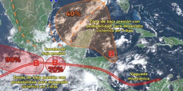 Probabilidad de ciclón en el Caribe Mexicano aumenta a 40 por ciento