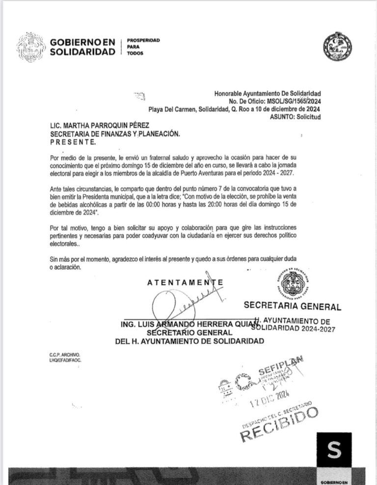 Suspenden venta de bebidas alcohólicas en Puerto Aventuras por jornada electoral