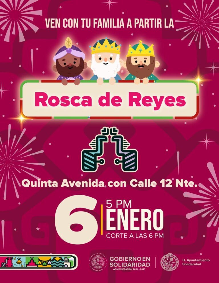 Todo listo para el tradicional corte de la monumental Rosca de Reyes en Playa del Carmen