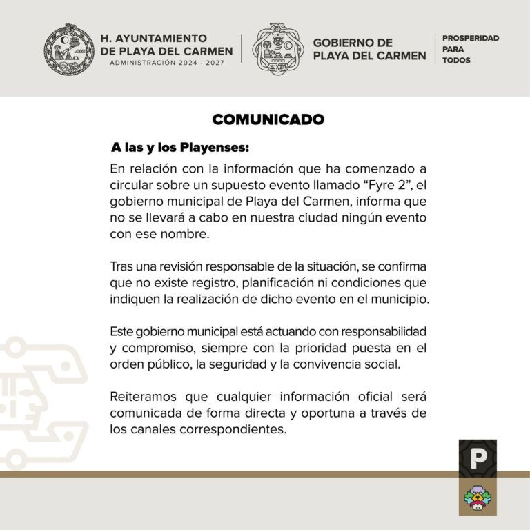 Gobierno de Playa del Carmen desmiente permisos para evento Fyre 2