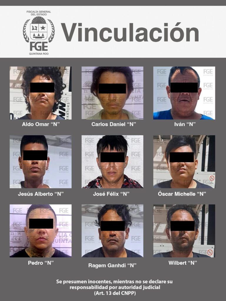 Logra FGE de Quintana Roo vinculación a proceso para nueve masculinos por narcomenudeo en Cozumel, Othón P. Blanco y Benito Juárez