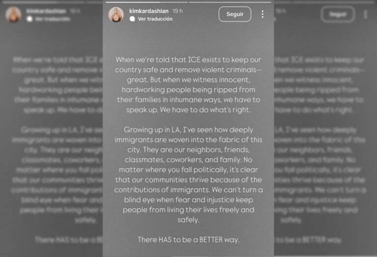 Kim Kardashian denuncia redadas «inhumanas» de ICE en Los Ángeles y defiende a inmigrantes